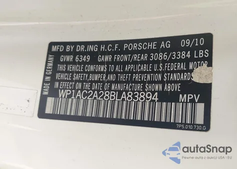 2011 Porsche Cayenne Turbo z USA, uszkodzony, nr VIN WP1AC2A28BLA83894